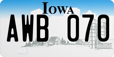 IA license plate AWB070