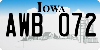 IA license plate AWB072