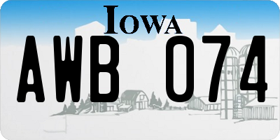 IA license plate AWB074