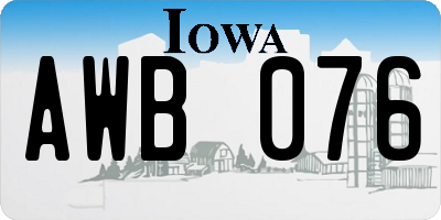 IA license plate AWB076