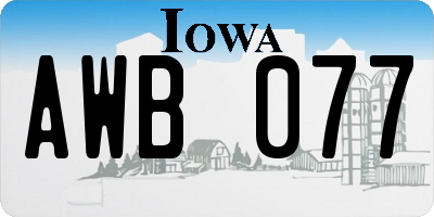 IA license plate AWB077