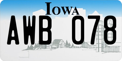 IA license plate AWB078