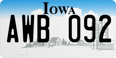 IA license plate AWB092