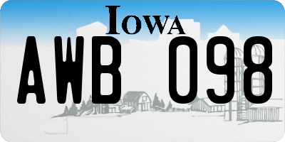 IA license plate AWB098