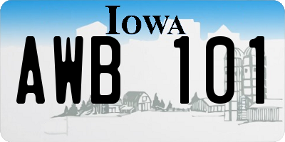 IA license plate AWB101