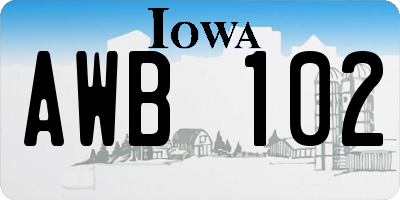 IA license plate AWB102
