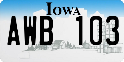 IA license plate AWB103