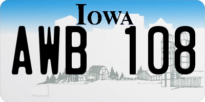 IA license plate AWB108