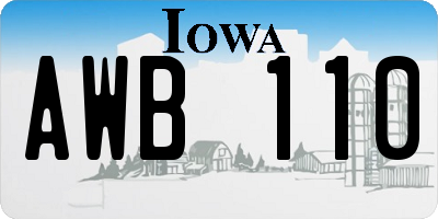 IA license plate AWB110