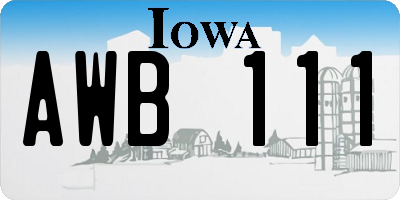 IA license plate AWB111