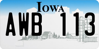 IA license plate AWB113