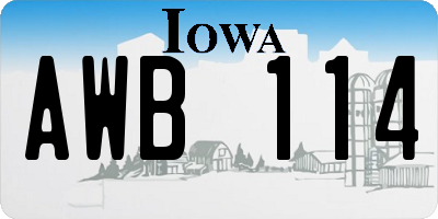 IA license plate AWB114