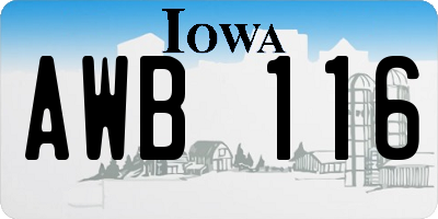 IA license plate AWB116