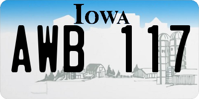 IA license plate AWB117