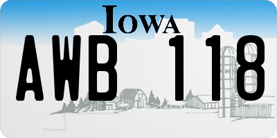 IA license plate AWB118