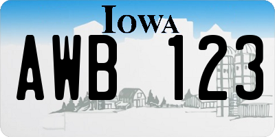 IA license plate AWB123