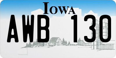 IA license plate AWB130