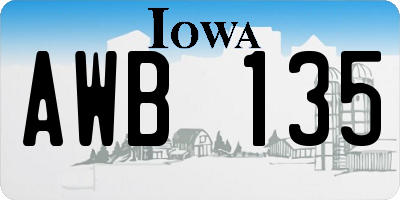 IA license plate AWB135