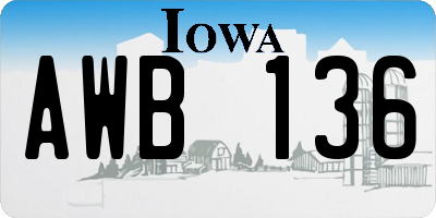 IA license plate AWB136