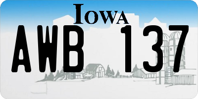 IA license plate AWB137