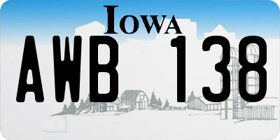 IA license plate AWB138