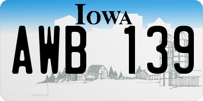 IA license plate AWB139