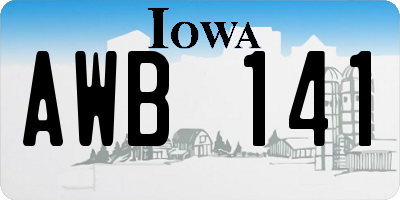 IA license plate AWB141