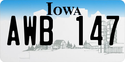 IA license plate AWB147