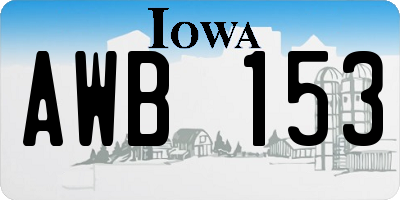 IA license plate AWB153