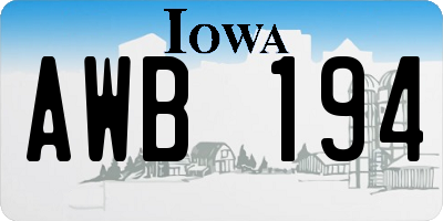 IA license plate AWB194