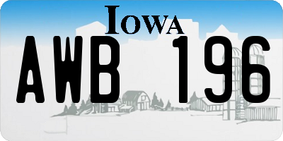 IA license plate AWB196
