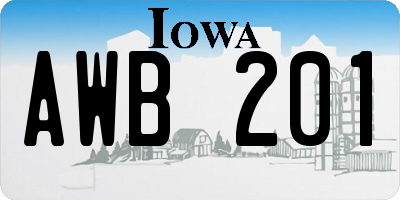 IA license plate AWB201