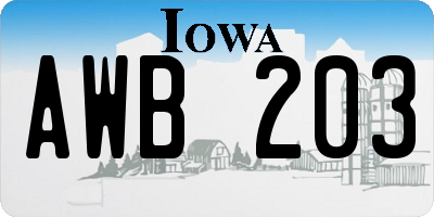 IA license plate AWB203