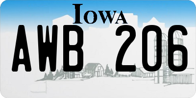 IA license plate AWB206