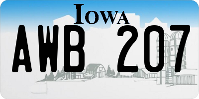 IA license plate AWB207