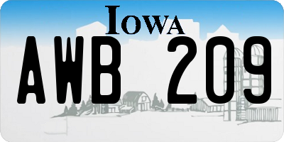 IA license plate AWB209