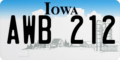 IA license plate AWB212