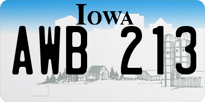 IA license plate AWB213