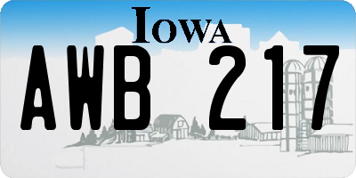 IA license plate AWB217