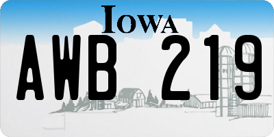 IA license plate AWB219