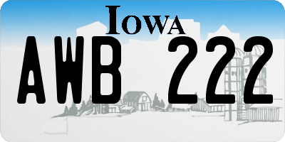 IA license plate AWB222