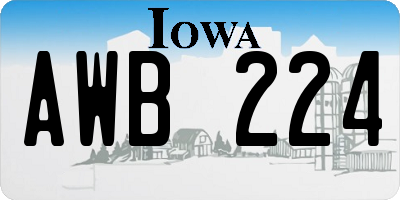 IA license plate AWB224