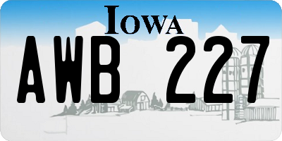 IA license plate AWB227