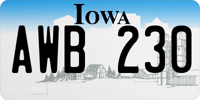 IA license plate AWB230
