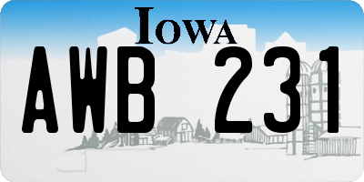 IA license plate AWB231