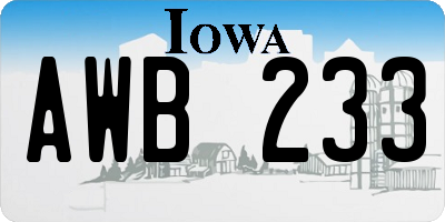 IA license plate AWB233