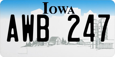IA license plate AWB247