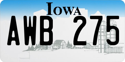 IA license plate AWB275