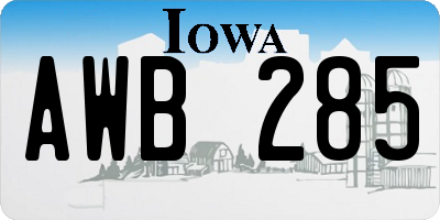 IA license plate AWB285