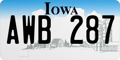 IA license plate AWB287